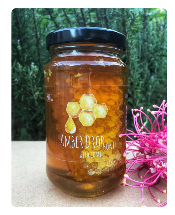 Amber Drop Honey with Honeycomb