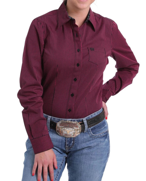 Cinch Ladies Mulberry & Black Strip Arena Shirt