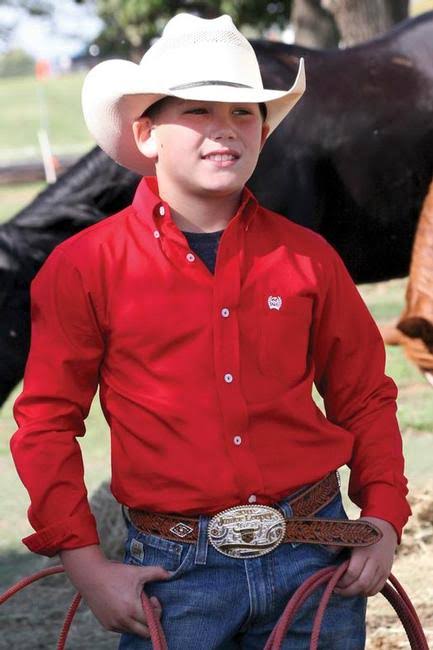 Cinch Youth Button Down Shirt - Red
