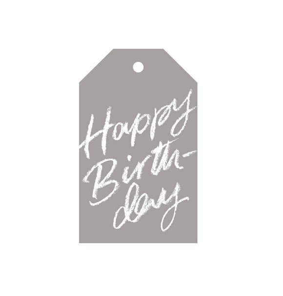 Happy Birthday - Grey Gift Tag