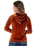 Velvet Hooded Sweatshirt - Rust